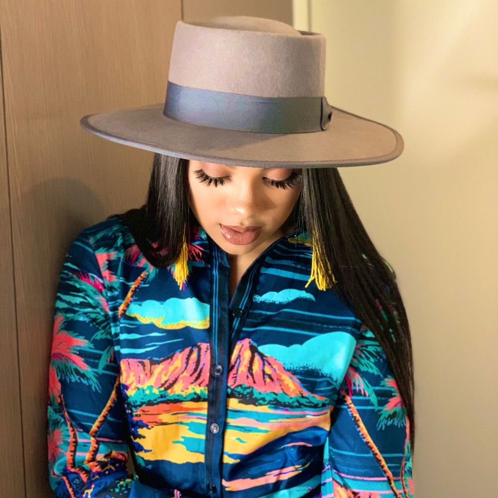 Grey Stiff Brim Hat